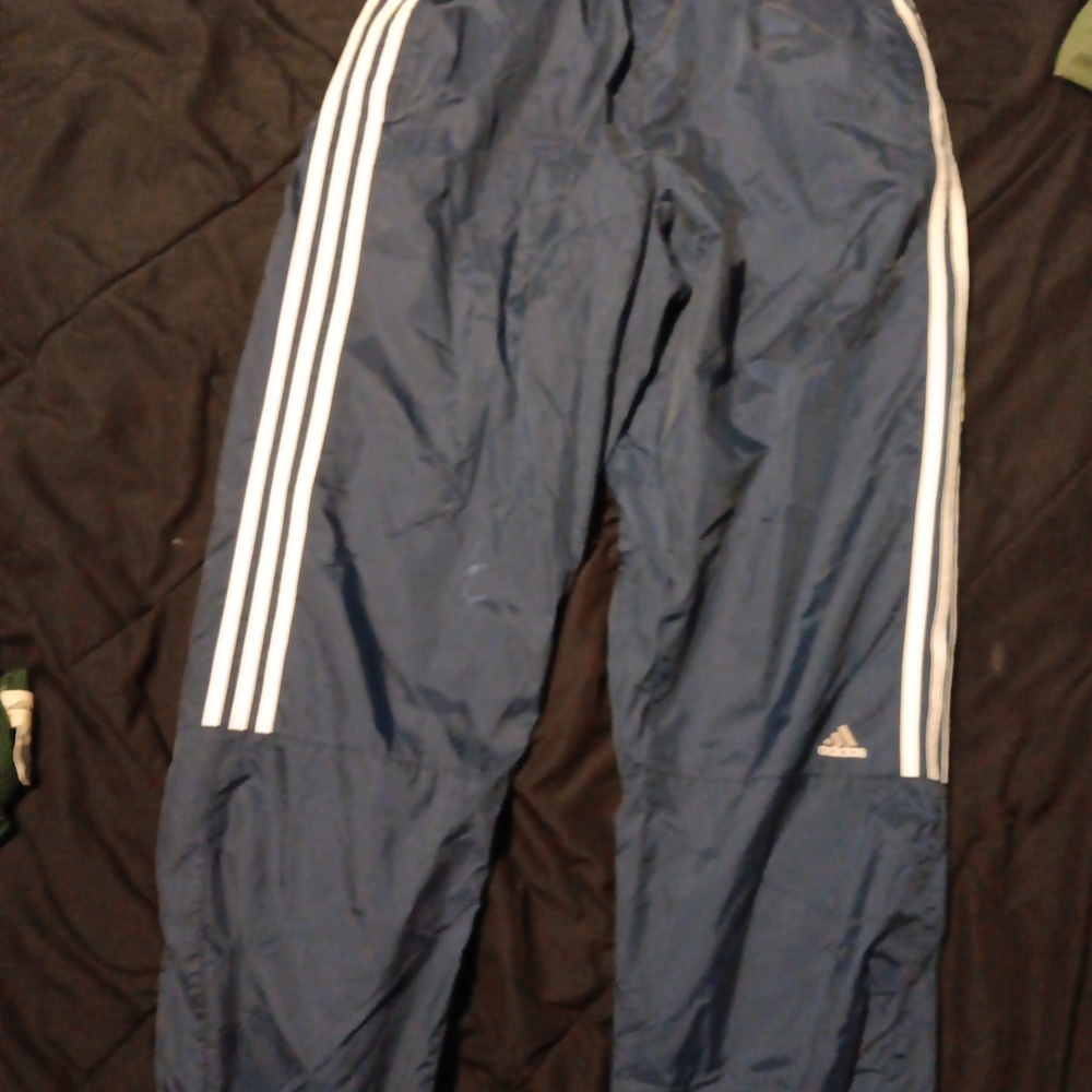 Adidas Navy Track Pants with White Stripes